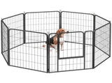 Eight-Panel Dog Playpen with Door, for Large Dogs, Indoors, Outdoors, 80cm Tall, Black T3398P349750