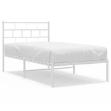 Metal Bed Frame without Mattress with Headboard White 100x200cm 355703