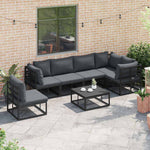 Garden Sofa Set with Cushion Black Aluminium 3378869