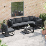 Garden Sofa Set with Cushion Black Aluminium 3378869