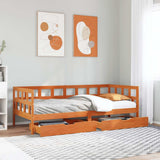 Daybed with Drawers without Mattress Wax Brown 80x200 cm Solid Wood 3302090