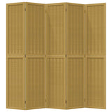 Room Divider 5 Panels Brown Solid Wood Paulownia 358823