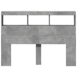Headboard Cabinet with LED Concrete Grey 140x17x102 cm 839199