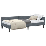 Corner Bed Frame with Headboard Dark Grey 90 cm x 200 cm Velvet 42016155