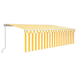 Manual Retractable Awning with Blind&LED 5x3m Yellow&White 3069343