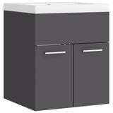 ZNTS Sink Cabinet with Built-in Basin Grey Engineered Wood 3070813