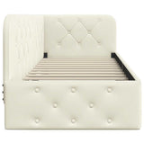 Corner Bed Frame with Headboard Cream 80 x 200 cm Velvet 42016520
