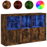 Sideboard with LED Lights Smoked Oak 162x37x100 cm 3209146
