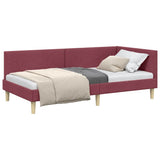Corner Bed Frame with Headboard Wine Red 90 cm x 190 cm Velvet 42016184