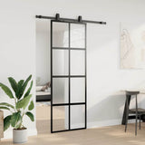 Sliding Door with Hardware Set Black 76x205 cm Tempered Glass 3375918