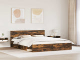 Bed Frame Smoked Oak 160 x 200 cm Solid Pine Wood 3410577