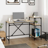 Desk with Shelves Sonoma Oak 135x50x90 cm Engineered Wood&Iron 826710
