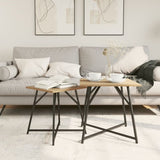 ZNTS Side Table 2-pack in Artisan Oak with Engineered Wood and Metal 869731