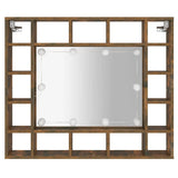 Mirror Cabinet with LED Smoked Oak 91x15x76.5 cm 820448