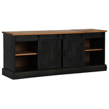 ZNTS TV Cabinet HALDEN 2 Sliding Doors Black 150x40x60 cm Solid Wood 4018416