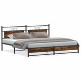 Metal Bed Frame without Mattress Smoked Oak 193x201 cm 3325111