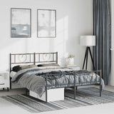 Metal Bed Frame without Mattress with Footboard Black 135x190cm 355480