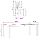 Dining Set 9 pcs Grey Solid Oak Wood 3430401