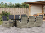 Garden Dining Set with Cushion 9 pcs Grey Poly Rattan 3379498