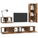 Wall TV Cabinet Wall-mounted 4 pcs Old Wood Engineered Wood 3393174