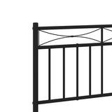 Metal Bed Frame without Mattress with Headboard Black 193x203cm 373697