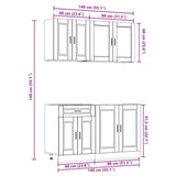 ZNTS 4 Piece Kitchen Cabinet Set Kalmar Smoked Oak Engineered Wood 3314876