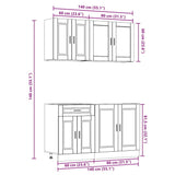4 Piece Kitchen Cabinet Set "Porto" Smoked Oak Engineered Wood 3314876