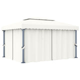 ZNTS Gazebo with Curtain 4x3 m Cream White Aluminium 3053375