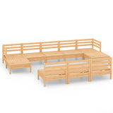 10 Piece Garden Lounge Set Solid Wood Pine 3083364