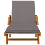 ZNTS Sun Lounger with Cushion and Table Solid Wood Acacia 3206363