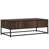 ZNTS Coffee Table Brown Oak 100x50x35 cm Engineered Wood and Metal 848783