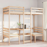 Loft Bed Frame with Desk and Chairs 75x190cm Solid Wood Pine 3308562