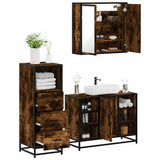 3 Piece Bathroom Furniture Set Smoked Oak Engineered Wood 3301032