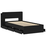 Bed Frame with Storage Black 90 x 190 cm Engineered Wood 3433919