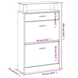 Shoe Cabinet High Gloss White 63x24x104 cm Engineered Wood 342566