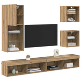 TV Wall Units with LED 5 pcs Artisan Oak Engineered Wood 3402951