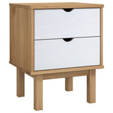 ZNTS Bedside Cabinet OTTA Brown&White 46x39.5x57cm Solid Wood Pine 348578