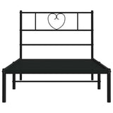 Metal Bed Frame without Mattress with Headboard Black 100x190cm 355457
