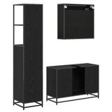Bathroom Furniture Set 3 pcs Black Oak Engineered Wood 3402416
