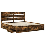 Bed Frame with Drawer Smoked Oak 180 x 200 cm Engineer Wood 3411816