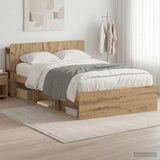 Bed Frame with Storage Artisan Oak 120 x 200 cm Engineered Wood 3433359