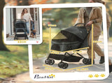 Foldable Pet Stroller, Dog Jogger with Reversible Handle, EVA Wheel, Brake, Basket, Adjustable T3398P349571