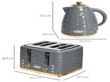 Kettle and Toaster Sets, 3000W 1.7L Rapid Boil Kettle & 4 Slice Toaster with 7 Browning Controls, T3398P344242