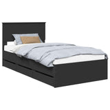 Bed Frame with Drawer Black 100 x 200 cm Engineer Wood 3410736