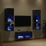 TV Wall Units 8 pcs Black Oak Engineered Wood 3402922