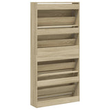 Shoe Cabinet with 4 Flip-Drawers Sonoma Oak 80x21x163.5 cm 3214366