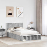 Bed Frame with Shelf Concrete Grey 120 x 190 cm Engineered Wood 3408385