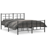 Metal Bed Frame without Mattress with Footboard Black 150x200cm 355581