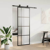 Sliding Door with Hardware Set Black 76x205 cm ESG Glass 3375911