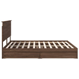 Storage Bed with Drawer Brown Oak 200 x 200 cm Engineered Wood 3409523